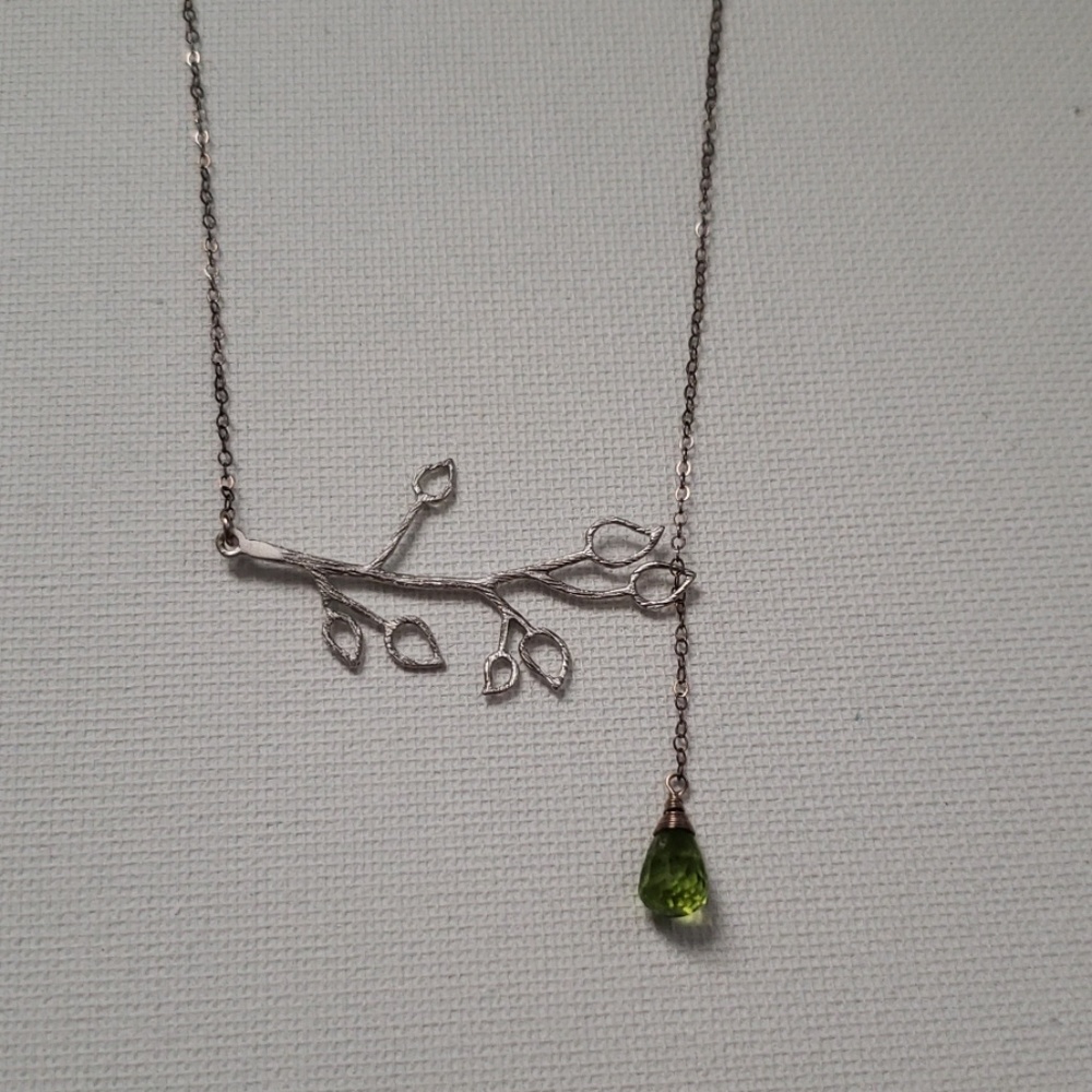 LIKE NEW Branch Silver Necklace with Drop Detail